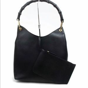 Authentic Gucci Bamboo Black Leather Classy Tote